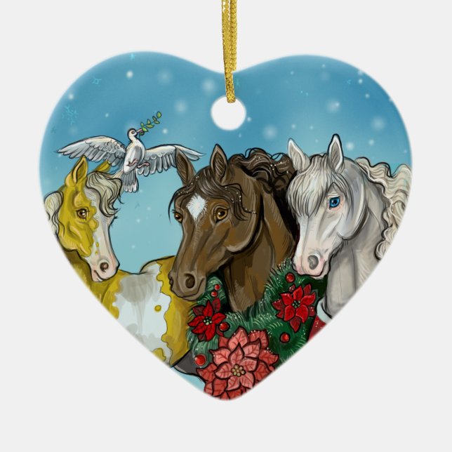 Ornamento del amante de Horses~horse del día de (Frente)