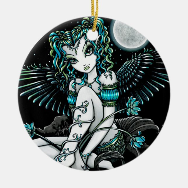 Ornamento del ángel de la luna del lirio de agua (Frente)