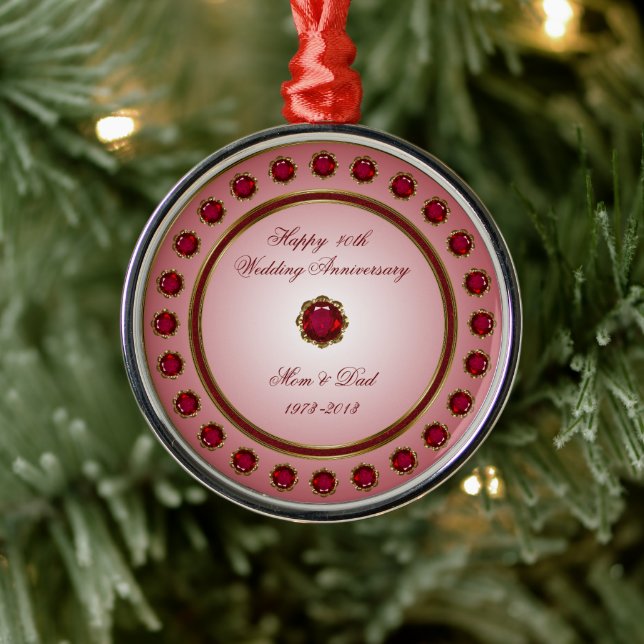 Ornamento del aniversario del Boda Ruby (Árbol)