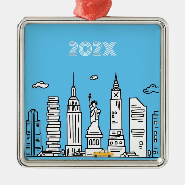 Ornamento del Año del Personalizado Cab y Skyline  (Frente)
