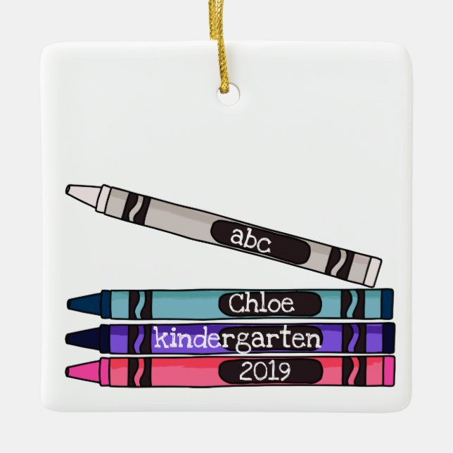 Ornamento del año escolar del Crayon personalizado (Anverso)