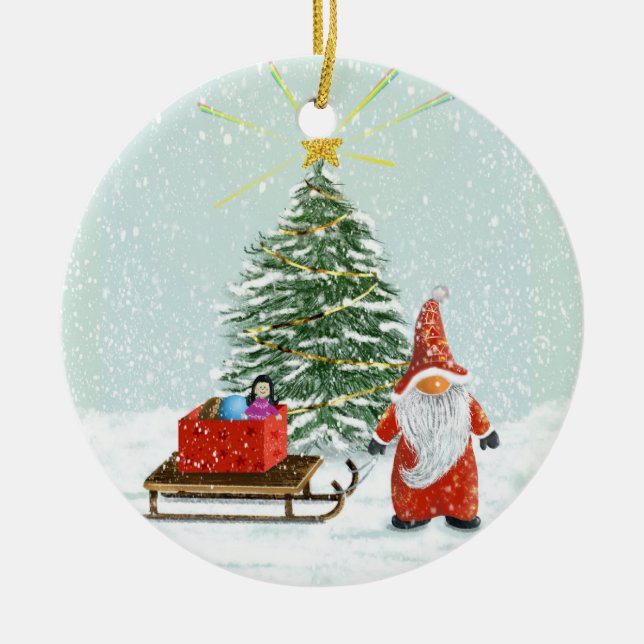 Ornamento del árbol de Gnome navidades (Frente)