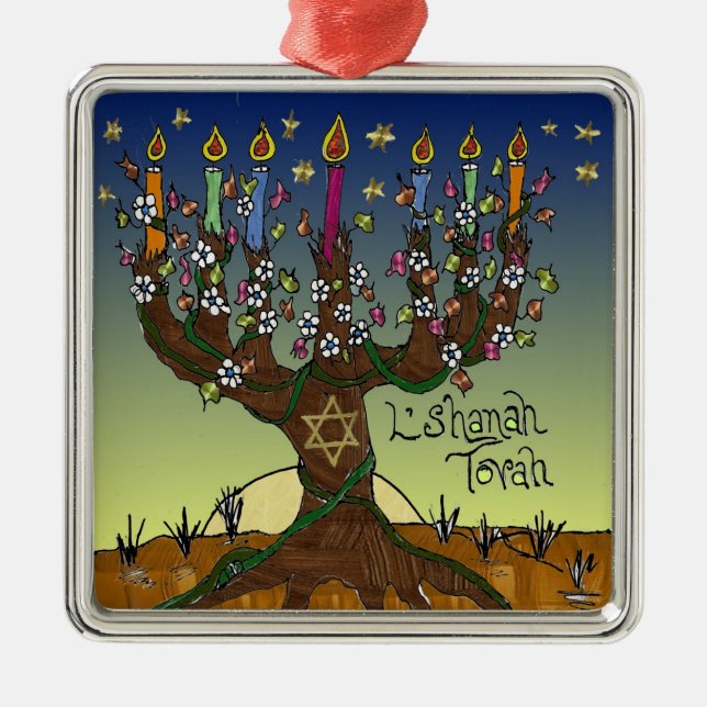 Ornamento Del Árbol De La Vida De Judaica L'shanah (Frente)