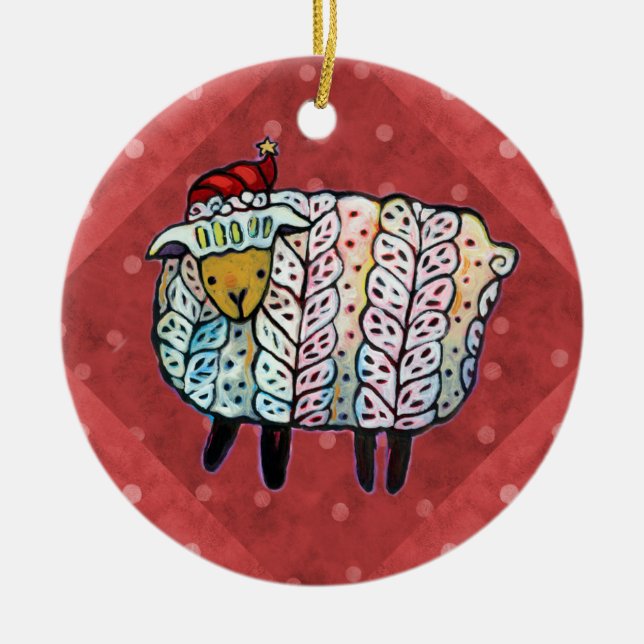 Ornamento del árbol de las ovejas del navidad (Frente)