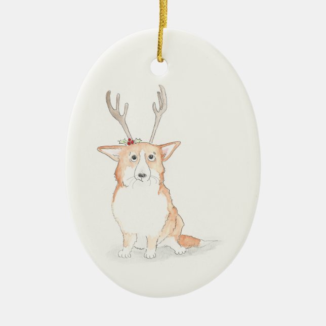 Ornamento del árbol de Navidad Corgi (Frente)
