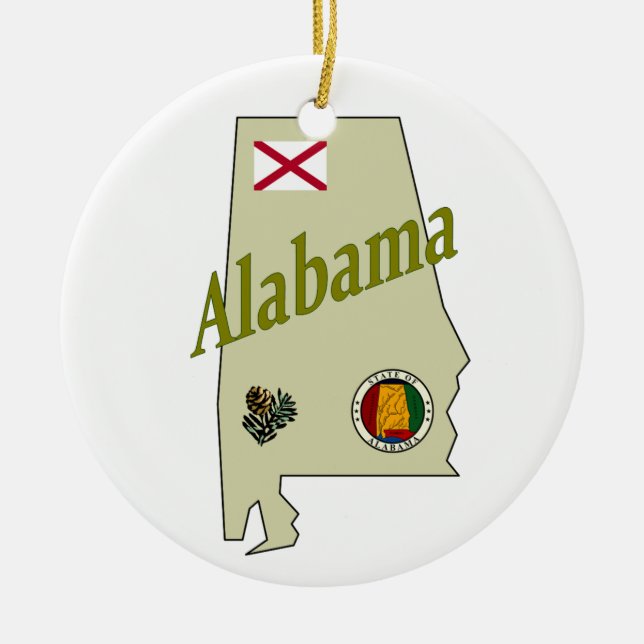 Ornamento del árbol de Navidad de Alabama (Frente)