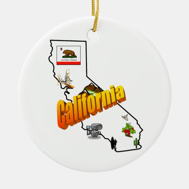 Ornamento del árbol de navidad de California (Frente)