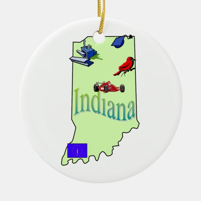 Ornamento del árbol de navidad de Indiana (Frente)