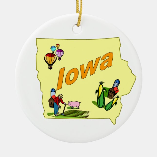 Ornamento del árbol de navidad de Iowa (Frente)