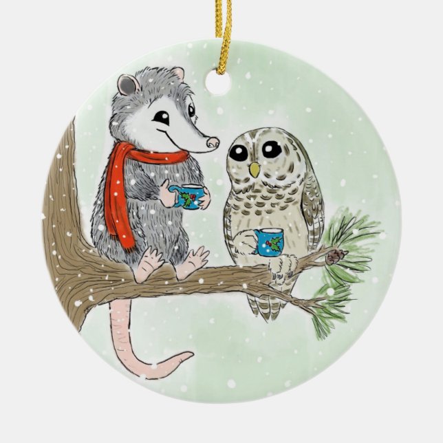 Ornamento del árbol de Navidad de los amigos de Wo (Frente)