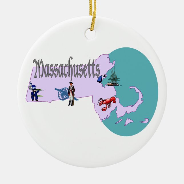 Ornamento del árbol de navidad de Massachusetts (Frente)