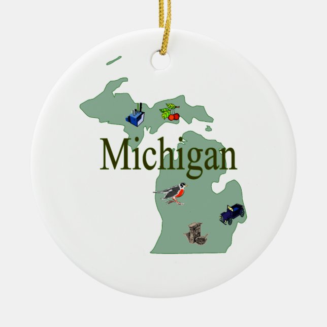 Ornamento del árbol de navidad de Michigan (Frente)