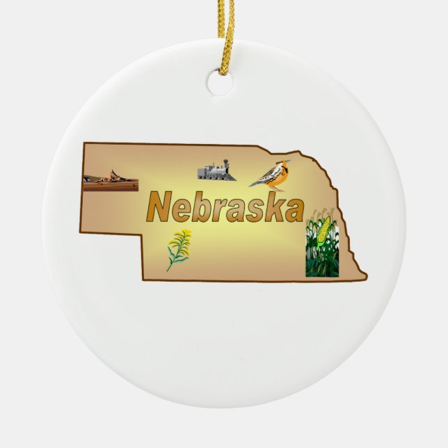 Ornamento del árbol de navidad de Nebraska (Frente)