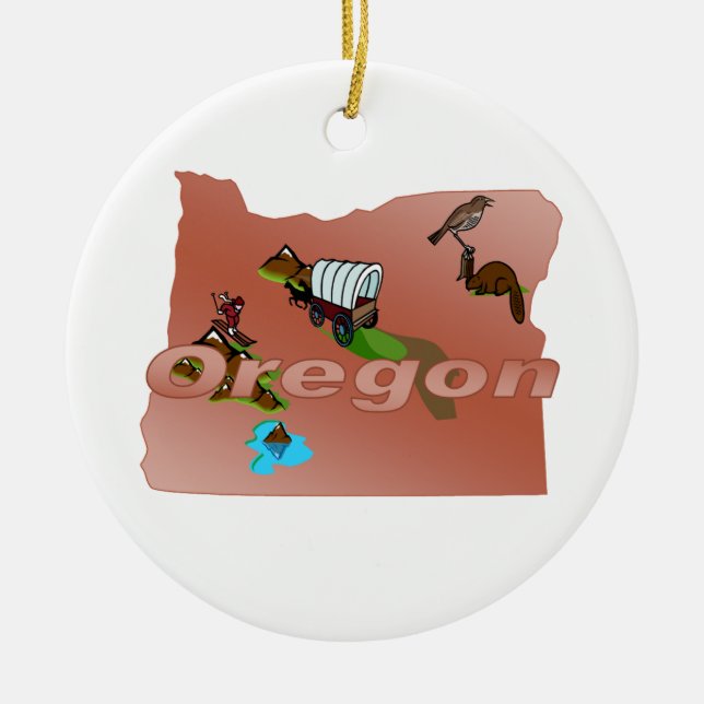 Ornamento del árbol de navidad de Oregon (Frente)