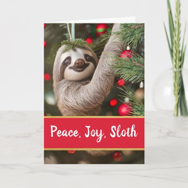 Ornamento del árbol de Navidad de Peace Joy Sloth (Anverso)