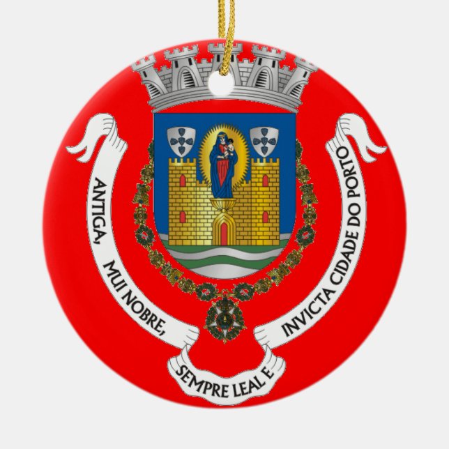 Ornamento del árbol de Navidad de Porto* Portugal (Frente)