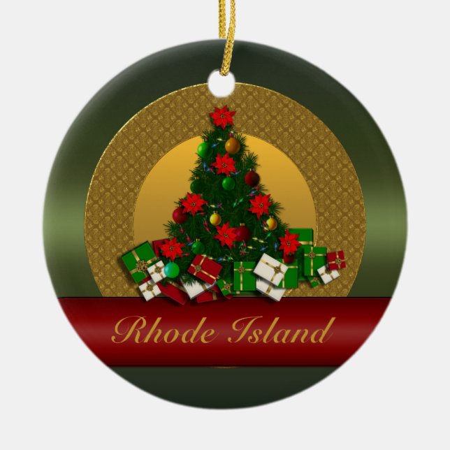 Ornamento del árbol de navidad de Rhode Island (Frente)
