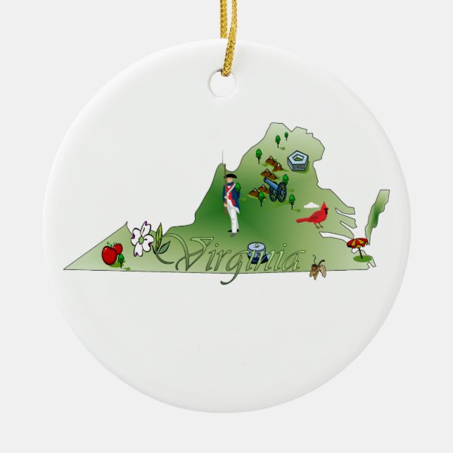 Ornamento del árbol de navidad de Virginia (Frente)