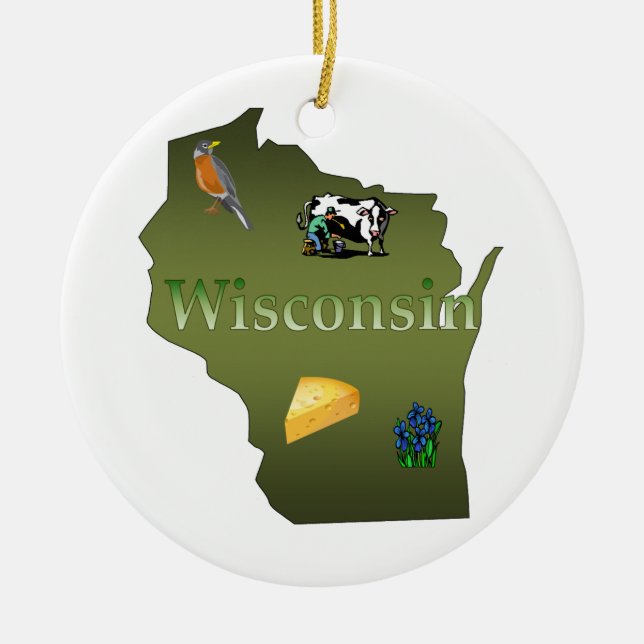 Ornamento del árbol de navidad de Wisconsin (Frente)