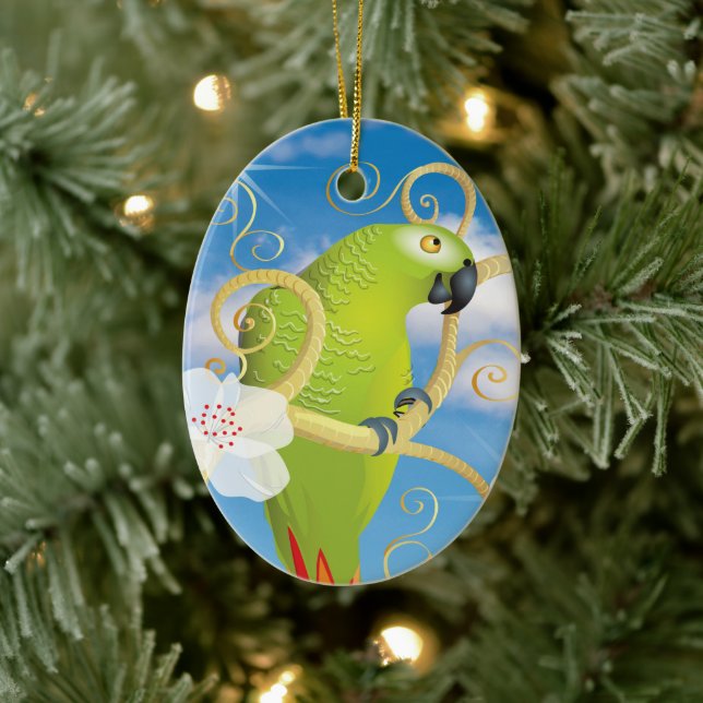 Ornamento del árbol de Navidad del loro verde (Árbol)