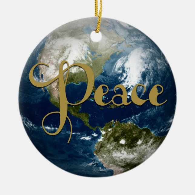 Ornamento del árbol de Navidad Peace on Earth (Frente)