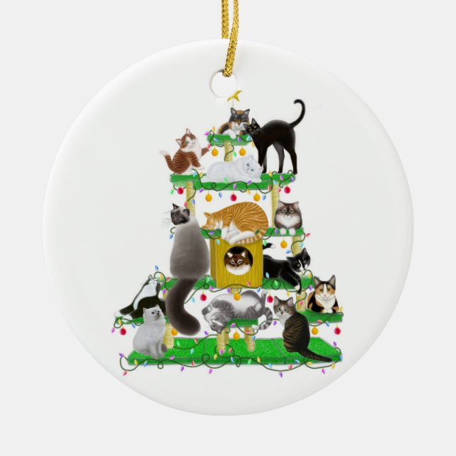 Ornamento del árbol del gato del navidad (Frente)