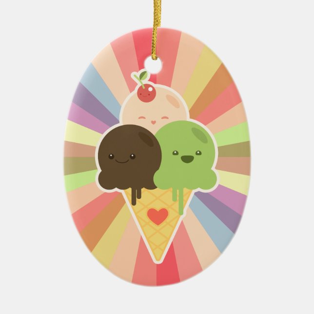 Ornamento del arco iris del helado de Kawaii (Frente)