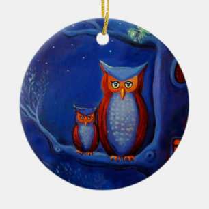 Ornamento del arte del búho - "el bosque en Night