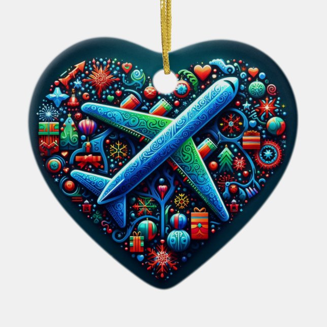 Ornamento del avión Heart (Frente)