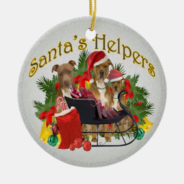 Ornamento del ayudante de Pitbull Santa (Frente)