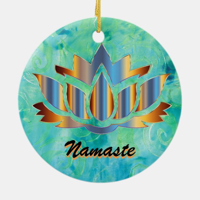 Ornamento del azul de Namaste Lotus (Atrás)