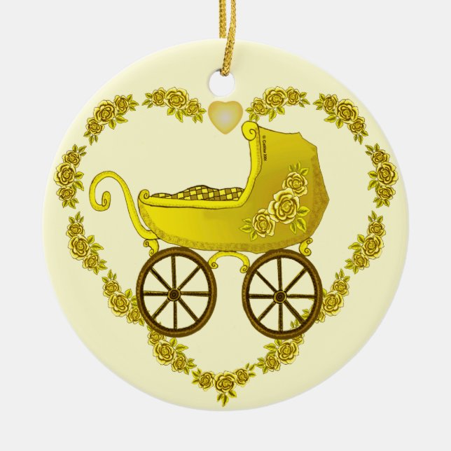 Ornamento del bebé amarillo Buggy (Frente)