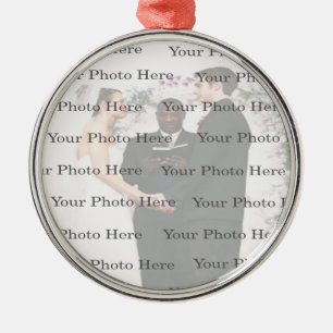 Ornamento del Boda de Round Silver Personalizado