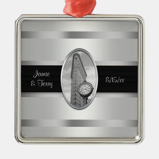 Ornamento del Boda Flatiron Building White Silver  (Frente)