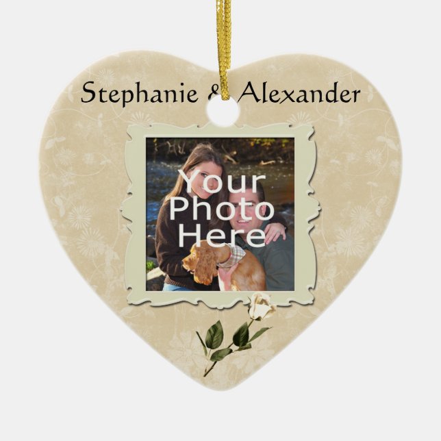Ornamento del Boda fotográfico del marco de la ros (Frente)
