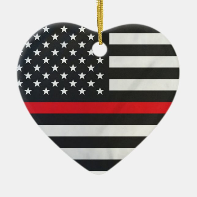 Ornamento del bombero de la línea roja delgada (Frente)