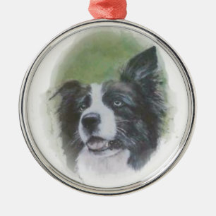 Ornamento del border collie que escucha