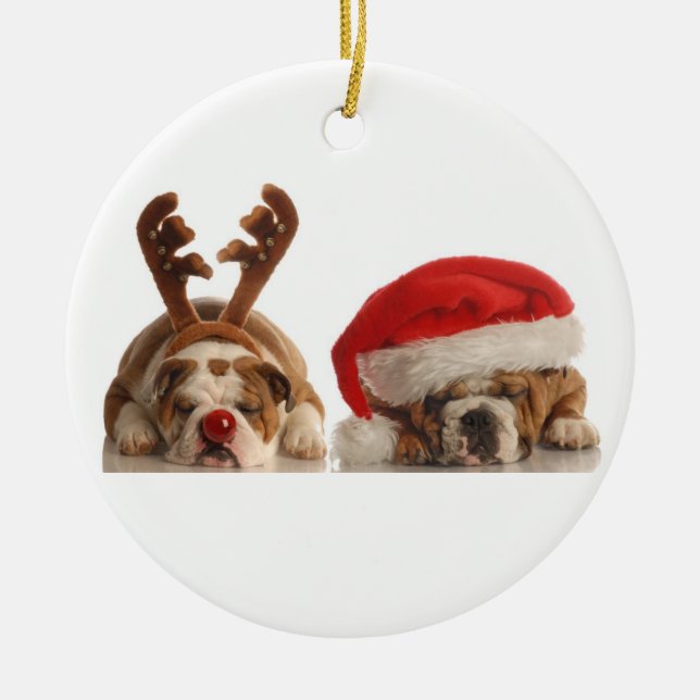 Ornamento del bulldog del navidad (Frente)