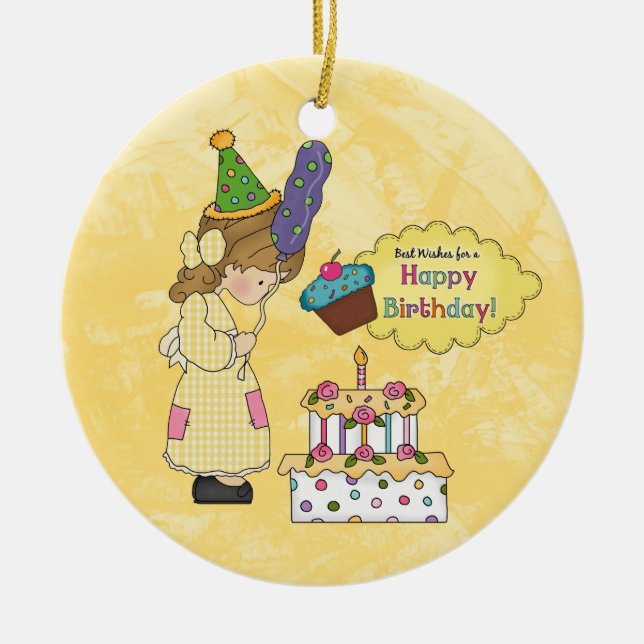 Ornamento del chica del cumpleaños (Frente)