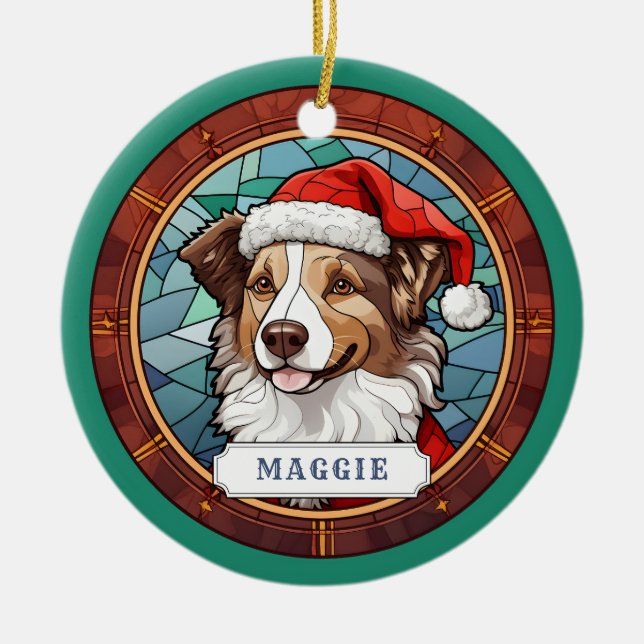 Ornamento del círculo cerámico de Collie (Frente)