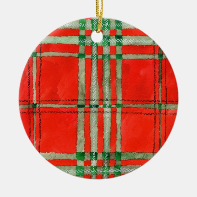 Ornamento del Círculo Cerámico RED SCOTT TARTAN (Frente)