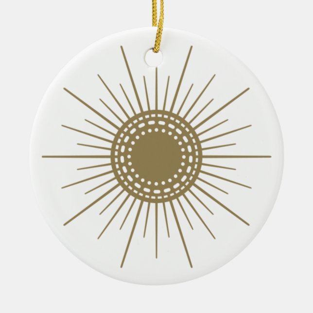 Ornamento del Círculo de Cerámica Retro Fennel Sun (Frente)