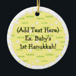 Ornamento del círculo de Hanukkah<br><div class="desc">Ornamento del Círculo Hanukkah. Personalice usando su estilo de fuente favorito,  color,  tamaño y redacción.</div>