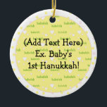 Ornamento del círculo de Hanukkah<br><div class="desc">Ornamento del Círculo Hanukkah. Personalice usando su estilo de fuente favorito,  color,  tamaño y redacción.</div>