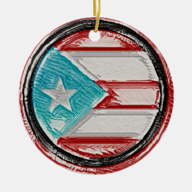 Ornamento del círculo de la bandera de Puerto Rico (Frente)