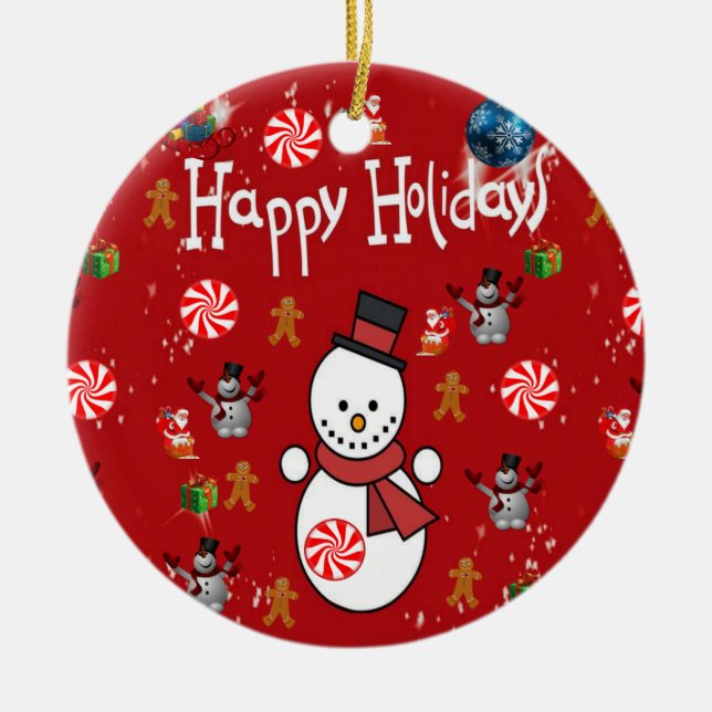 Ornamento del Círculo de navidades, Felices Fiesta (Frente)