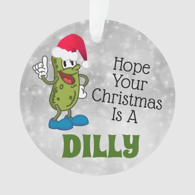 Ornamento del círculo de Pickle Pun Navidades Dill (Anverso)