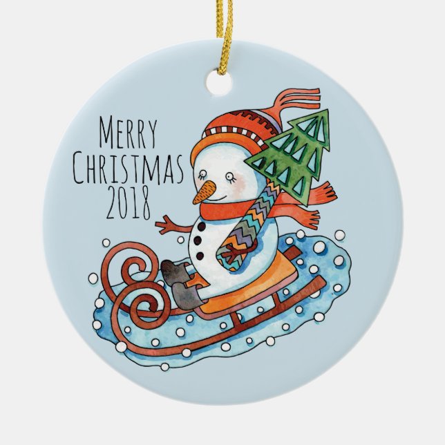 Ornamento del Círculo de Snowman (Frente)