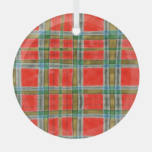 Ornamento del Círculo de Vidrio MAC BAIN TARTAN (Anverso)