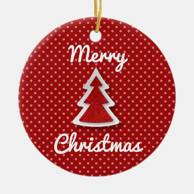 Ornamento del círculo del árbol de navidad rojo (Frente)
